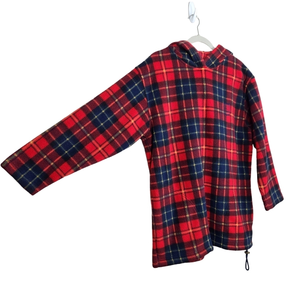 Lauren Ralph Lauren Vintage Red Blue Plaid Fleece Pullover Hoodie Womens Small - Picture 2 of 7